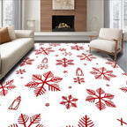 Red Festive Snowflake Scatter Rug