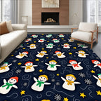 Cute Snowman Winter Stars Background Rug
