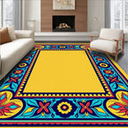 Vibrant Yellow Floral Border Rug