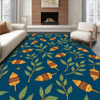Blue Forest Foliage Acorn Design Rug