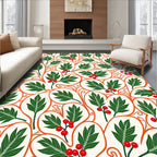 Whimsical Red Berry Leaf Garland Rug