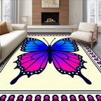 Vibrant Blue Purple Butterfly Border Rug