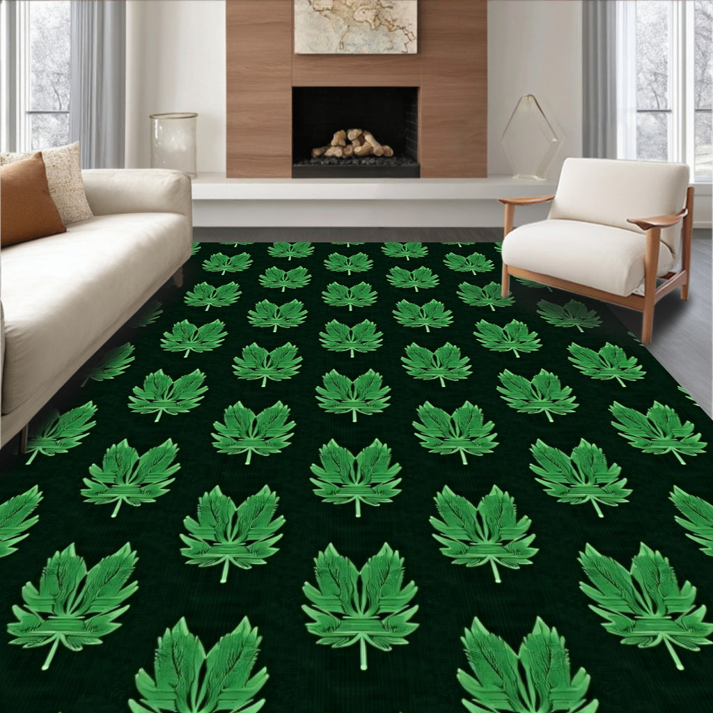 Emerald Green Leafy Repeat Rug