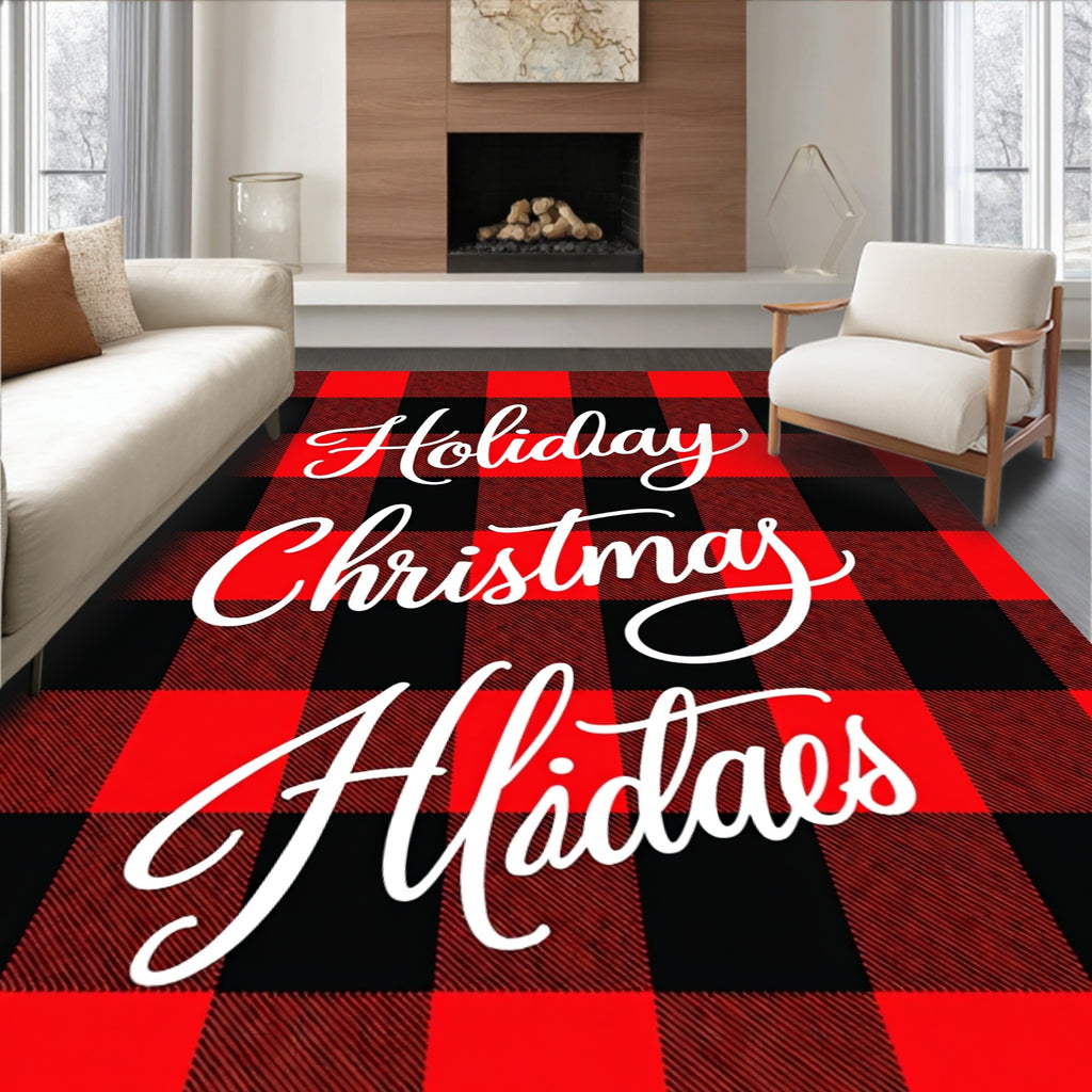 Red Black Buffalo Plaid Holiday Accent Rug