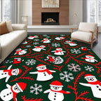 Festive Snowman Red Snowflake Garland Rug