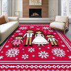 Crimson Family Snow Flake Holiday Rug