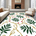 Verdant Leaf Red Berry Vine Rug
