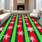 Christmas Red Green Snowflake Stripes Rug