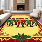 Festive Red Green Nutcracker March Rug