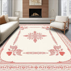 Crimson Heart Floral Border Rug
