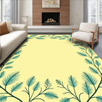 Teal Pine Branch Frame Yellow Rug
