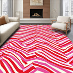 Crimson Pink Wave Stripes Rug