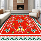 Vibrant Red Festive Floral Medallion Rug