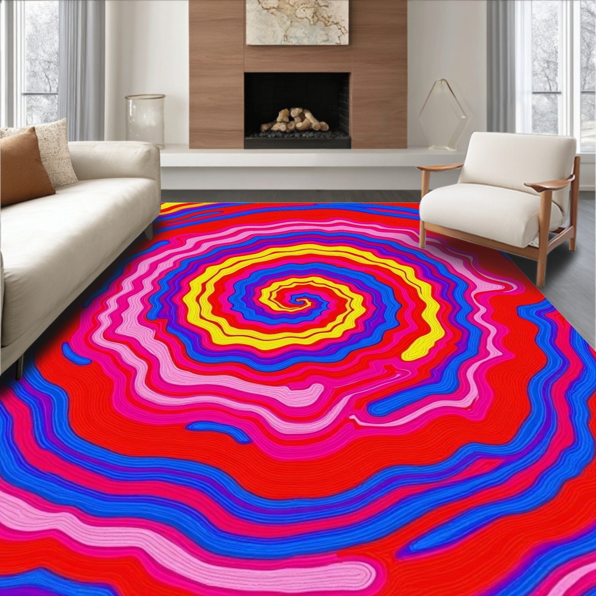 Vibrant Psychedelic Swirl Rug