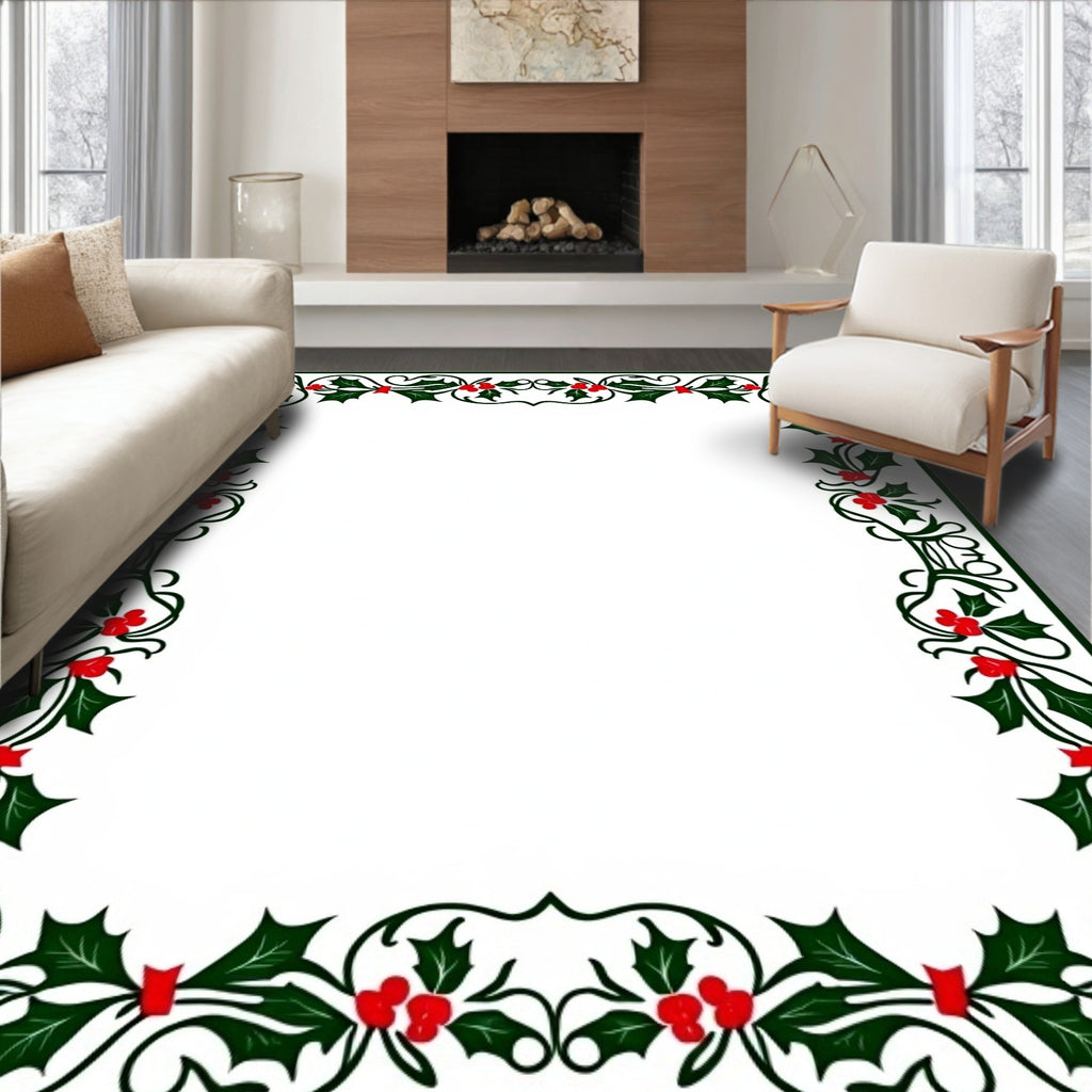 Emerald Green Holly Berry Garland Rug