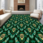 Emerald Green Floral Petal Arrangement Rug