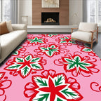 Pink Red Green Floral Medallion Rug