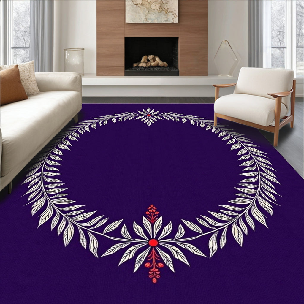 Oval Laurel Wreath With Red Accents Rug