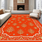Golden Floral Boughs Medallion Border Rug