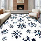 Dark Blue Snowflake Winter Scatter Rug