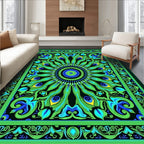 Vibrant Peacock Feather Medallion Rug