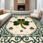 Green Gold Clover Medallion Border Rug