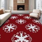 Crimson White Snowflake Arabesque Rug