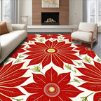 Bold Red Floral Medallion Vines Rug