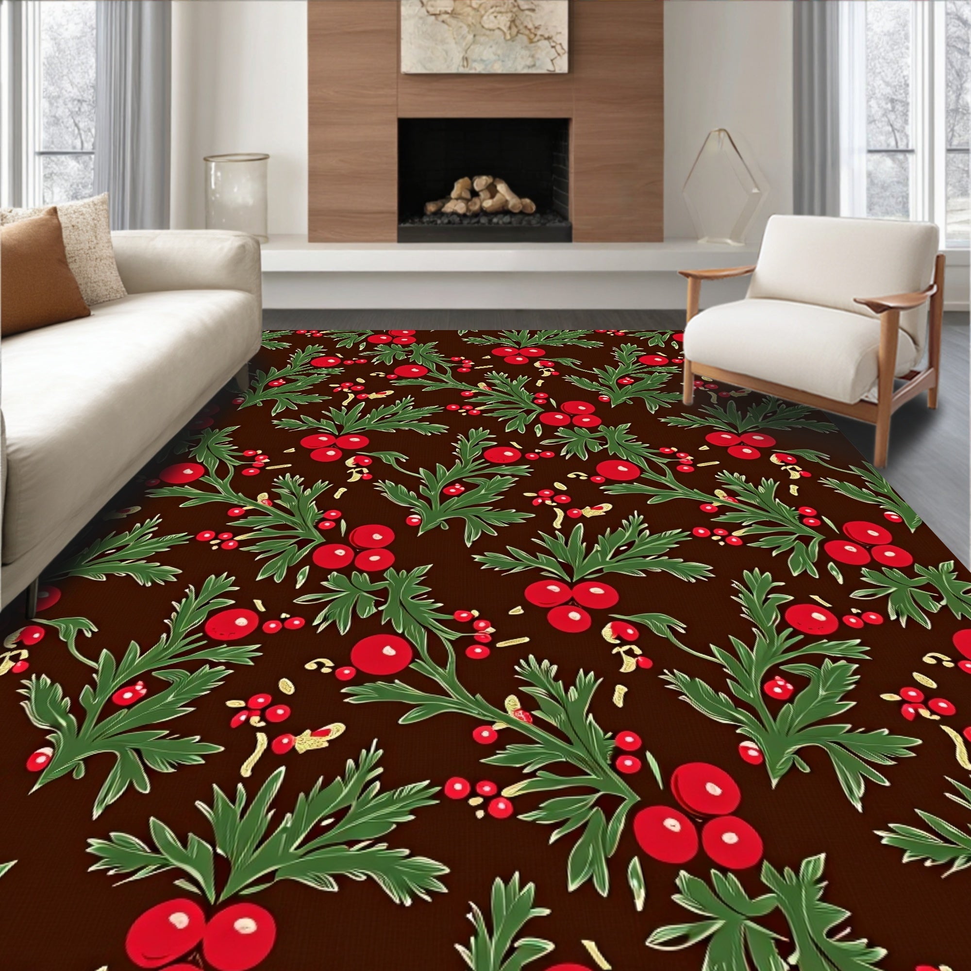 Vintage Berry Ivy Branch Rug