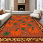 Vintage Pumpkin Vine Autumn Border Rug