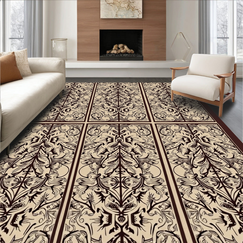 Antique Brown Filigree Panel Rug