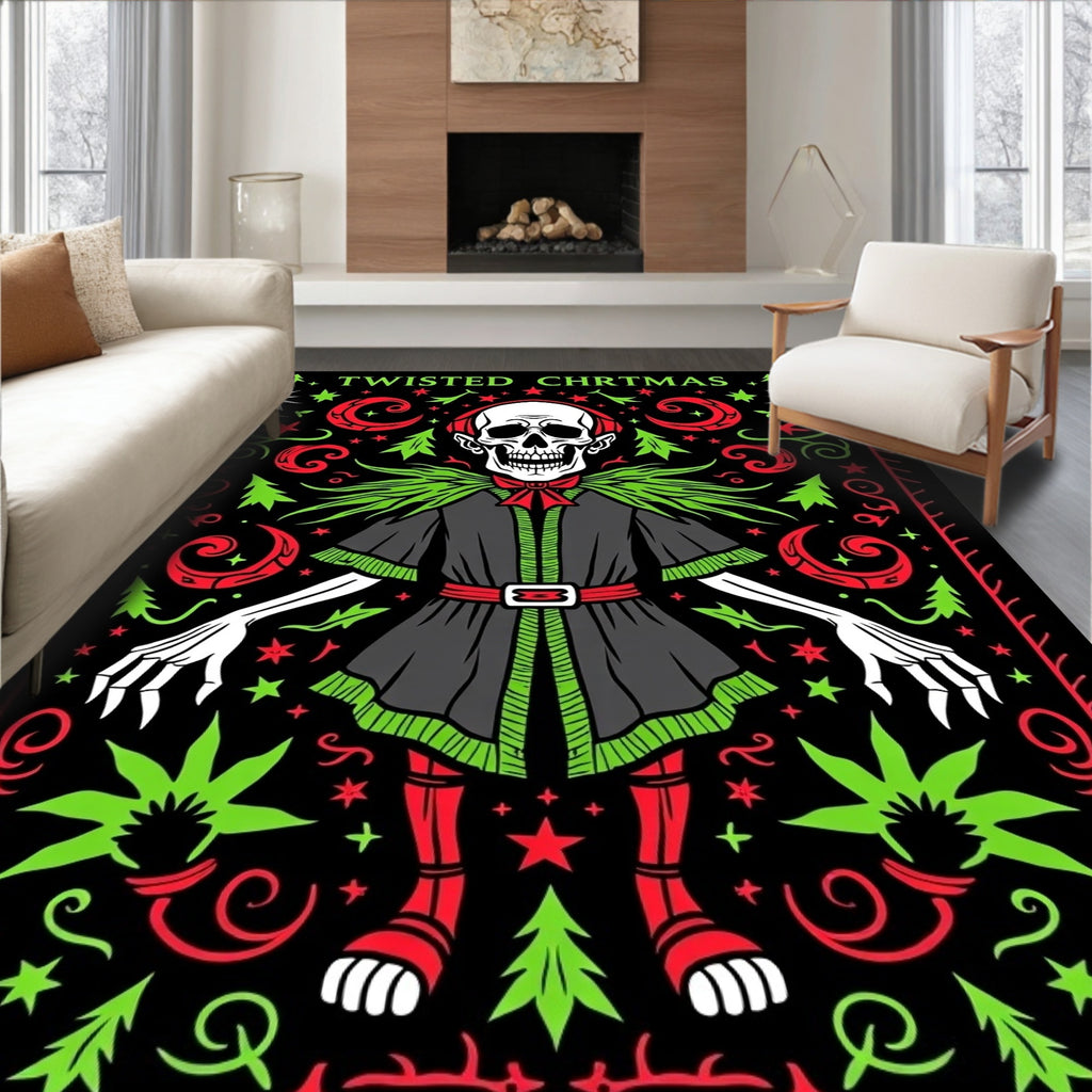 Gothic Skeleton Christmas Skull Medley Rug