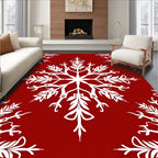 Crimson White Winter Snowflake Graphic Rug