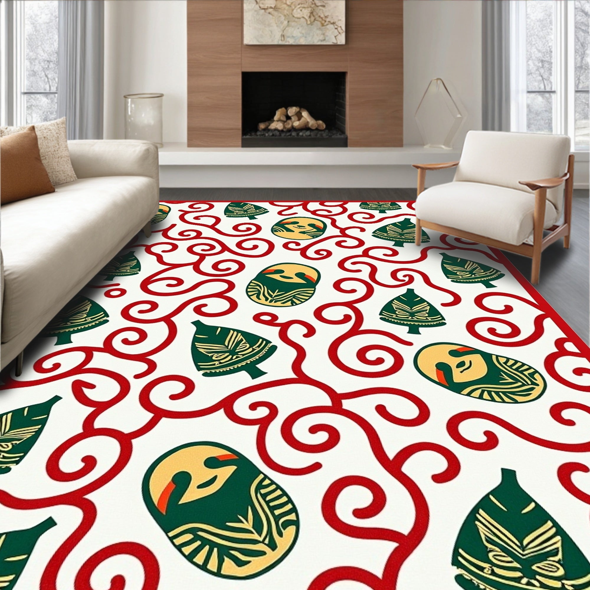 Whimsical Sloth And Tree Swirl Rug