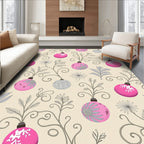 Fuschia Silver Ornaments Vine Swirls Rug