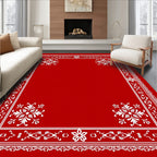 Crimson White Floral Border Medallion Rug