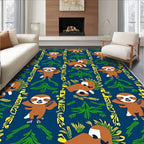 Cute Sloth Jungle Animals with Foliage Rug