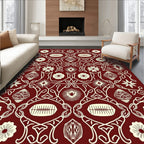 Crimson Floral Medallion Vine Rug