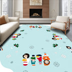 Whimsical Christmas Friends Snowflakes Rug