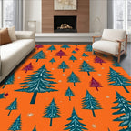 Evergreen Forest Teal Burgundy Rug