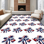 Bold Navy Red Abstract Floral Arrangement Rug