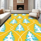 White Christmas Trees Golden Waves Rug