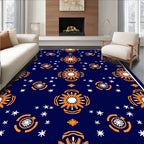 Navy Orange Floral Starburst Scatter Rug