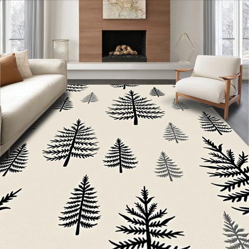 Black Pine Forest Texture Rug
