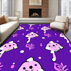 Whimsical Pink Blob Purple Garden Rug