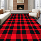Classic Red Black Plaid Weave Rug