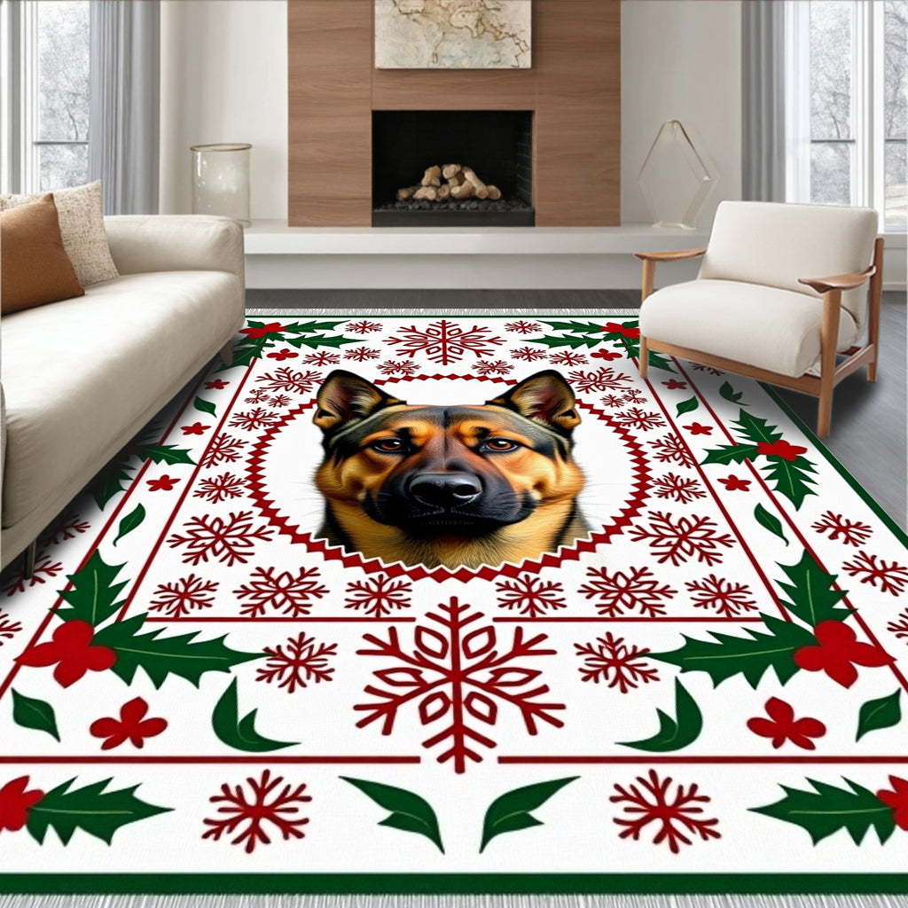German Shepherd Dog Snowflake Christmas Rug