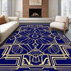 Art Deco Gold Royal Blueprint Rug