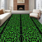 Electric Green Intricate Abstract Stripe Rug