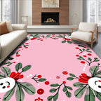 Whimsical Pink Christmas Character Garland Rug